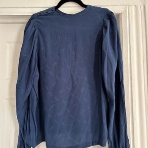 Vintage Blue Long Sleeve Blouse with Shoulder Buttons